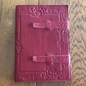 Leather Red Embossed Journal New Made In Italy